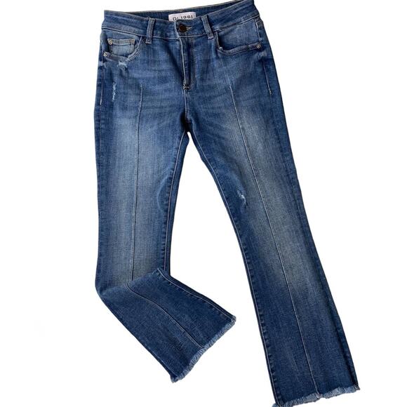 DL1961 Lara Instasculpt Jeans Crop Flare In Davidson Frayed Hem Womens Sz 26 - Picture 1 of 13